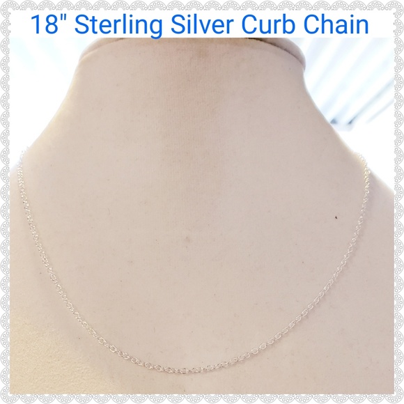 - 18" 925 Sterling Silver Curb Chain - Picture 1 of 5